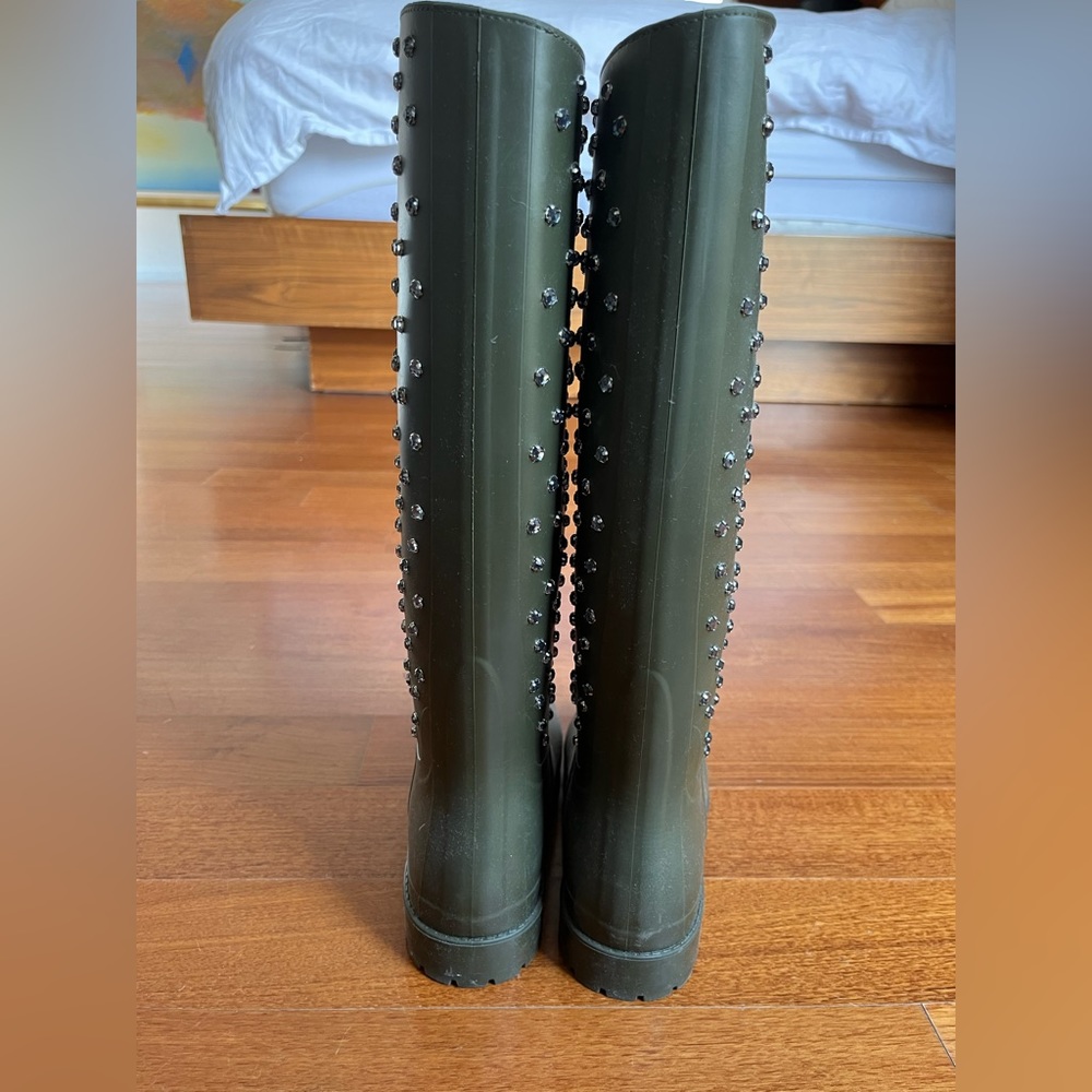 Saint Laurent Rubber Crystal Rain Boots - Picture 2 of 2